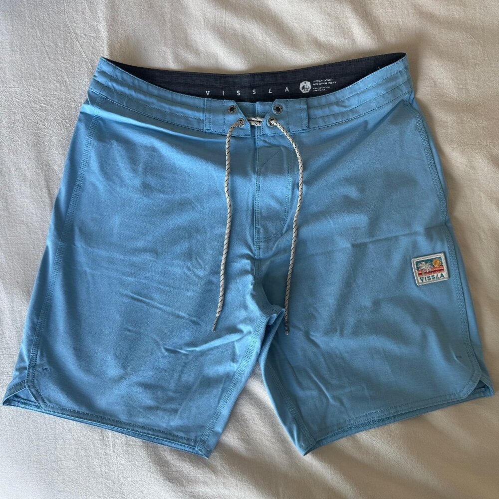 Vissla 16.5" Solid Set Board Shorts - Caribbean Blue